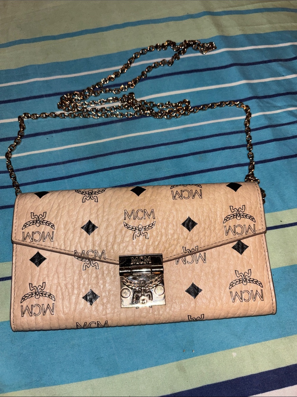 Mcm monogram chain wallet